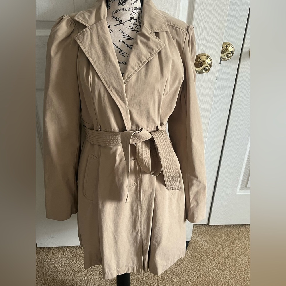 Maurice's Dressy Khaki Trench Belted Trench Coat - Size Large